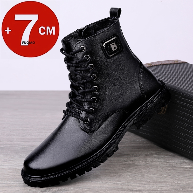 Men'S Shoes Increase Height - Sepatu Boots Kulit Asli Pria dengan