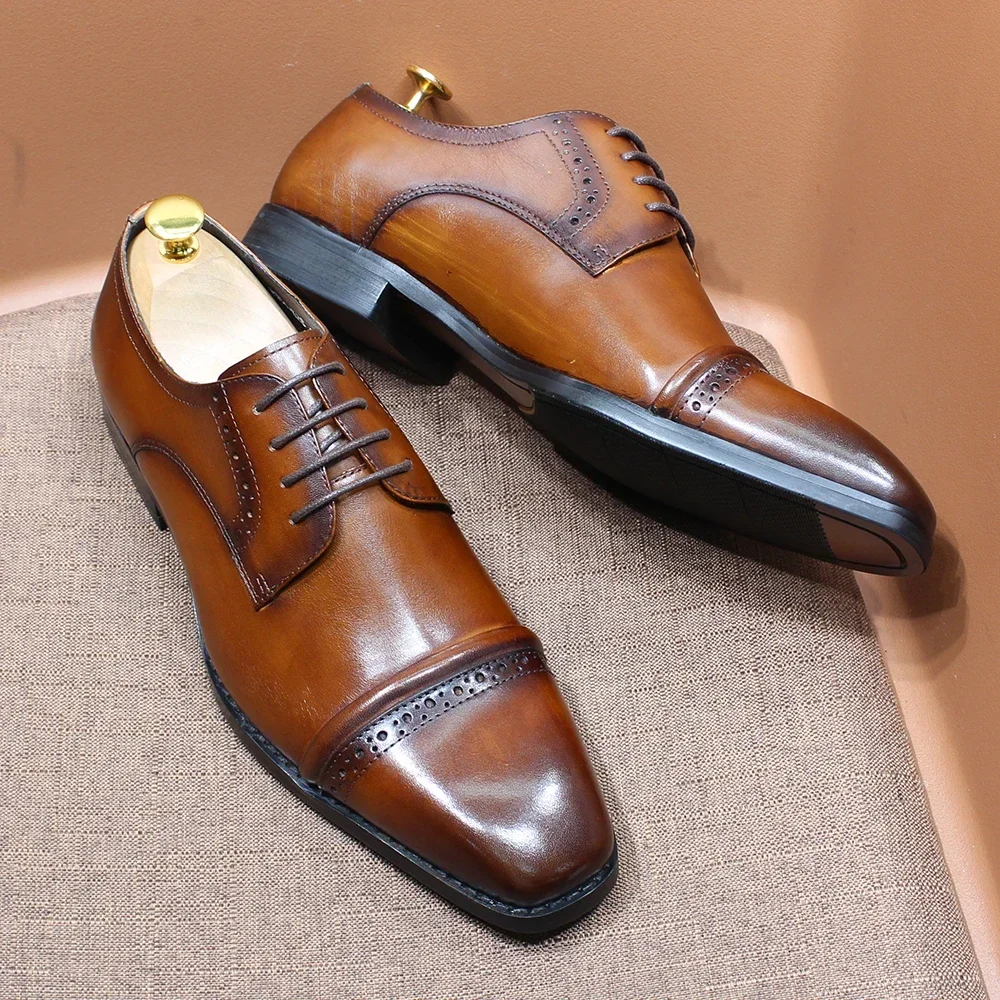 Men'S Shoes Smart - Sepatu Oxford Kulit Asli Model Cap-Toe